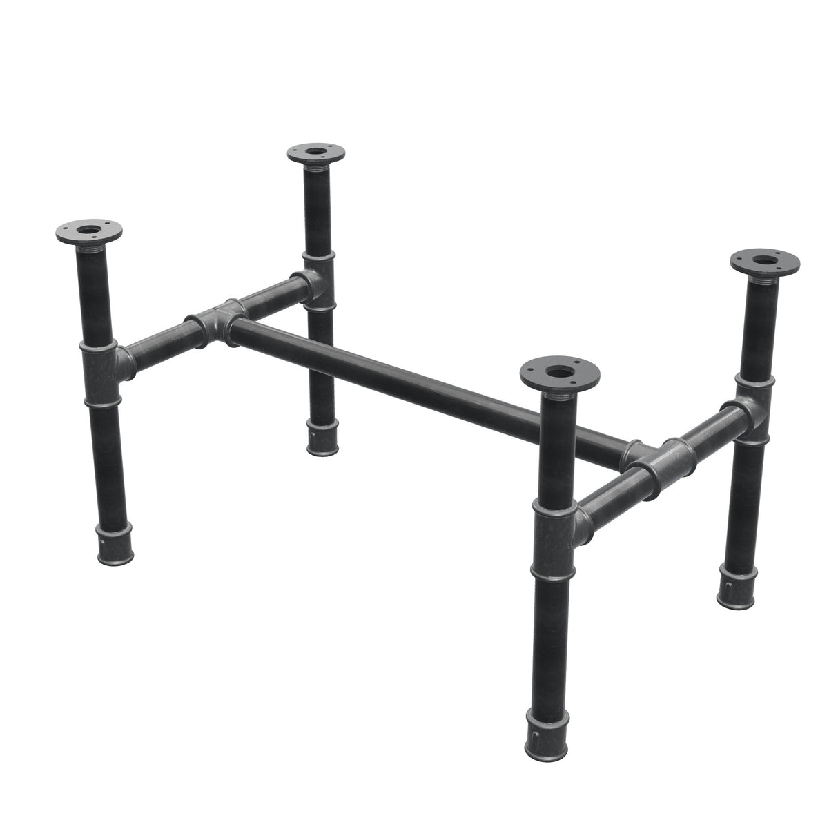 Base de mesa de centro, estrutura em H, ferro fundido e aço Ø 34 mm, 72 × 46 cm, altura 42 cm