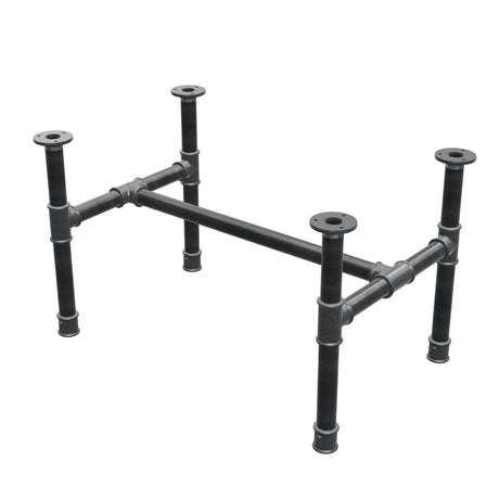Base de mesa de centro, estrutura em H, ferro fundido e aço Ø 34 mm, 72 × 46 cm, altura 42 cm