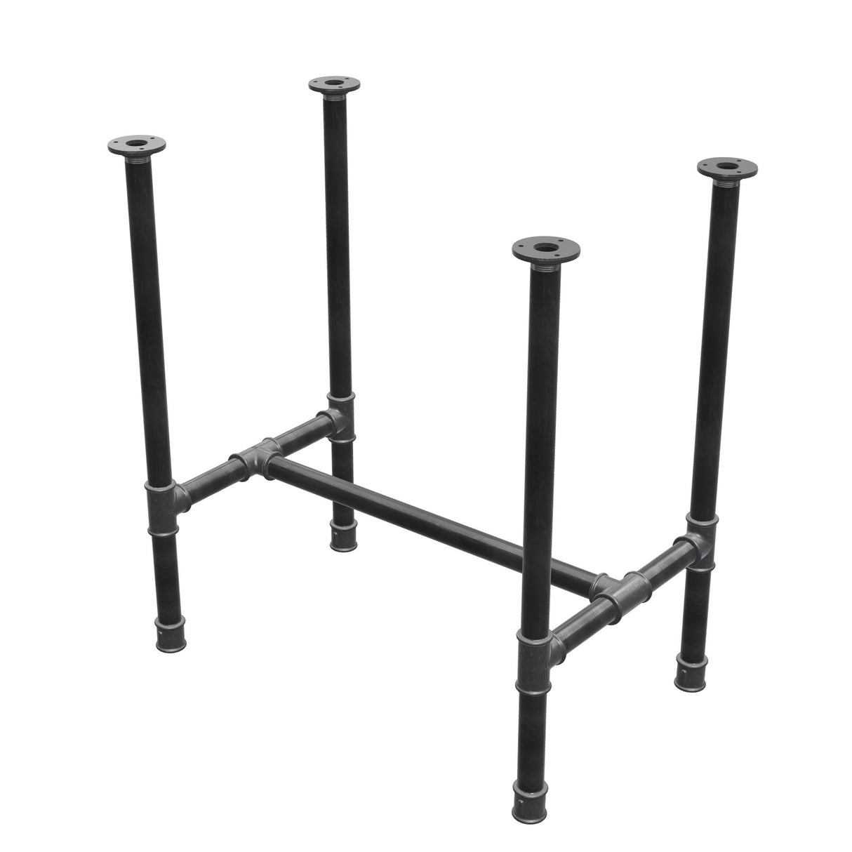 Base de mesa de jantar, estrutura em H, ferro fundido e aço Ø 34 mm, 72 × 46 cm, altura 75 cm