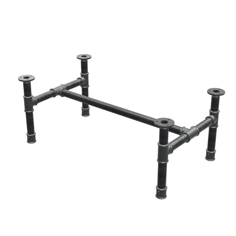 Base de mesa de centro, estrutura em H, ferro fundido e aço Ø 34 mm, 82 × 46 cm, altura 32 cm
