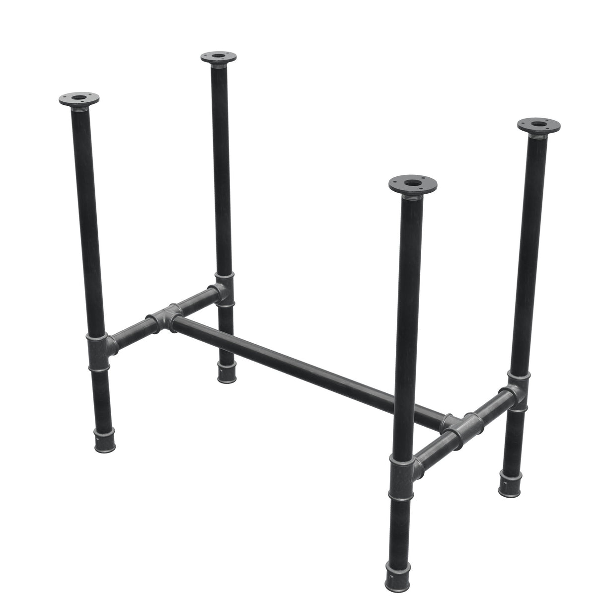 Base de mesa de jantar, estrutura em H, ferro fundido e aço Ø 34 mm, 82 × 46 cm, altura 75 cm