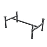 Base de mesa de centro, estrutura em H, ferro fundido e aço Ø 34 mm, 92 × 52 cm, altura 32 cm