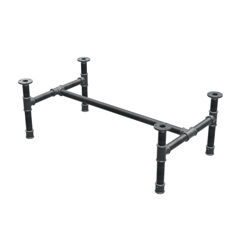 Base de mesa de centro, estrutura em H, ferro fundido e aço Ø 34 mm, 92 × 52 cm, altura 32 cm