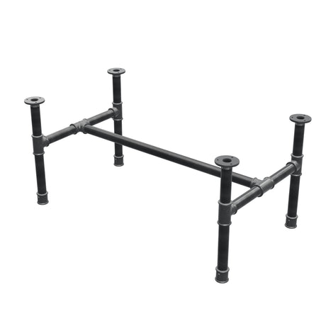 Base de mesa de centro, estrutura em H, ferro fundido e aço Ø 34 mm, 92 × 52 cm, altura 42 cm