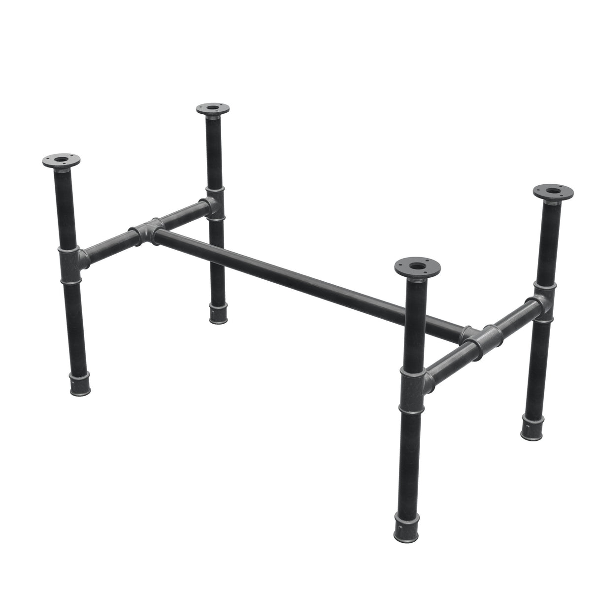 Base de mesa de centro, estrutura em H, ferro fundido e aço Ø 34 mm, 92 × 52 cm, altura 52 cm