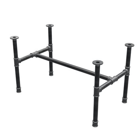 Base de mesa de centro, estrutura em H, ferro fundido e aço Ø 34 mm, 92 × 52 cm, altura 52 cm