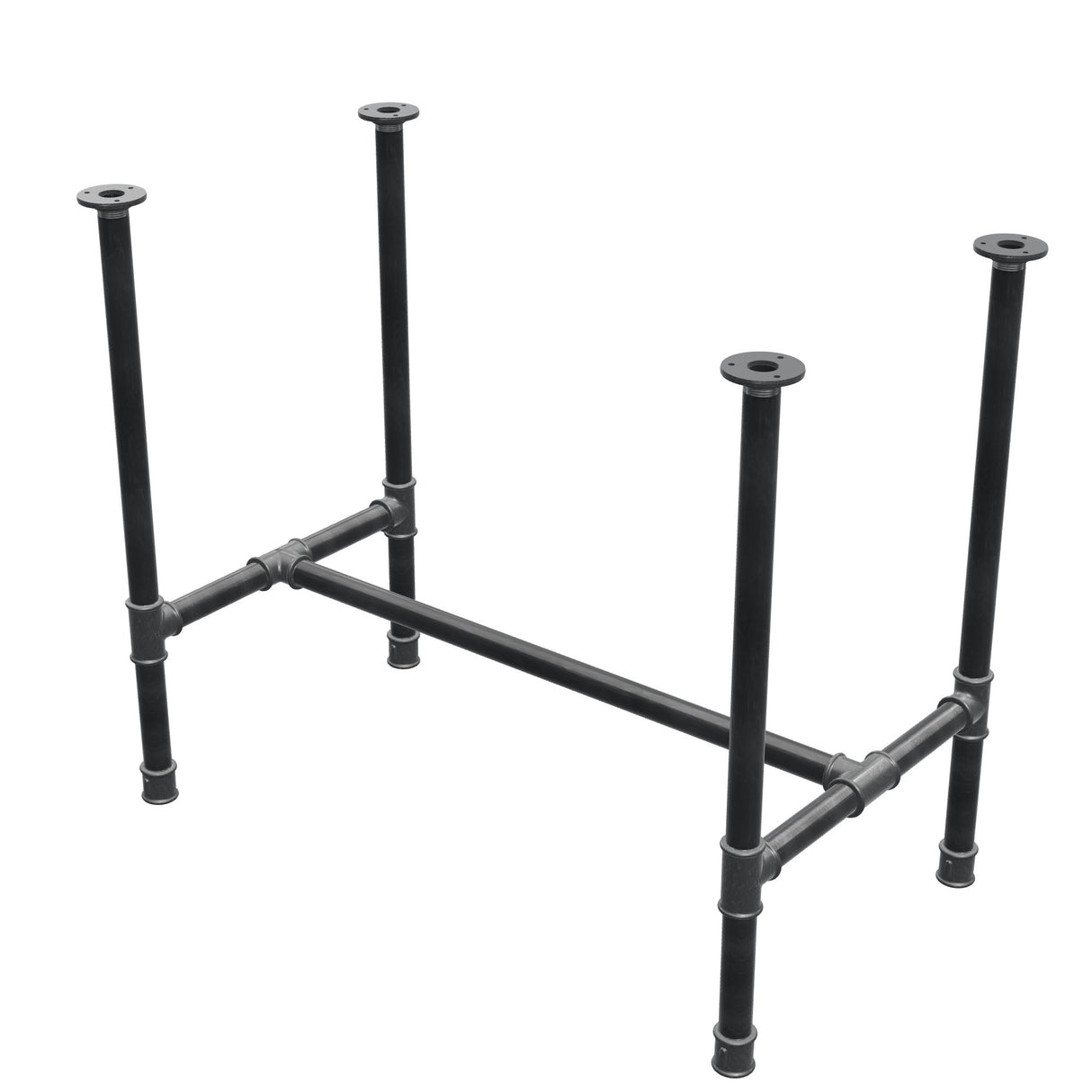 Base de mesa de jantar, estrutura em H, ferro fundido e aço Ø 34 mm, 92 × 52 cm, altura 75 cm
