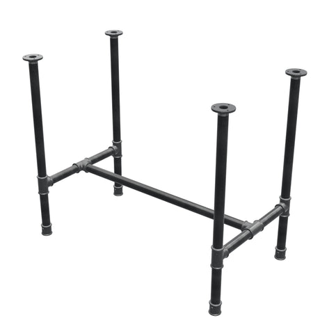 Base de mesa de jantar, estrutura em H, ferro fundido e aço Ø 34 mm, 92 × 52 cm, altura 75 cm