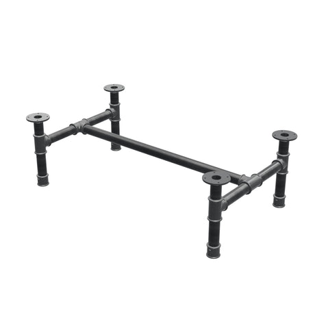 Base de mesa de centro, estrutura em H, ferro fundido e aço Ø 42 mm, 106 × 61 cm, altura 34 cm