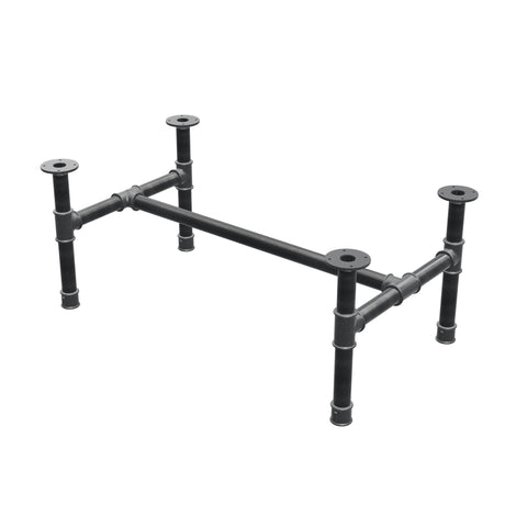 Base de mesa de centro, estrutura em H, ferro fundido e aço Ø 42 mm, 106 × 61 cm, altura 44 cm