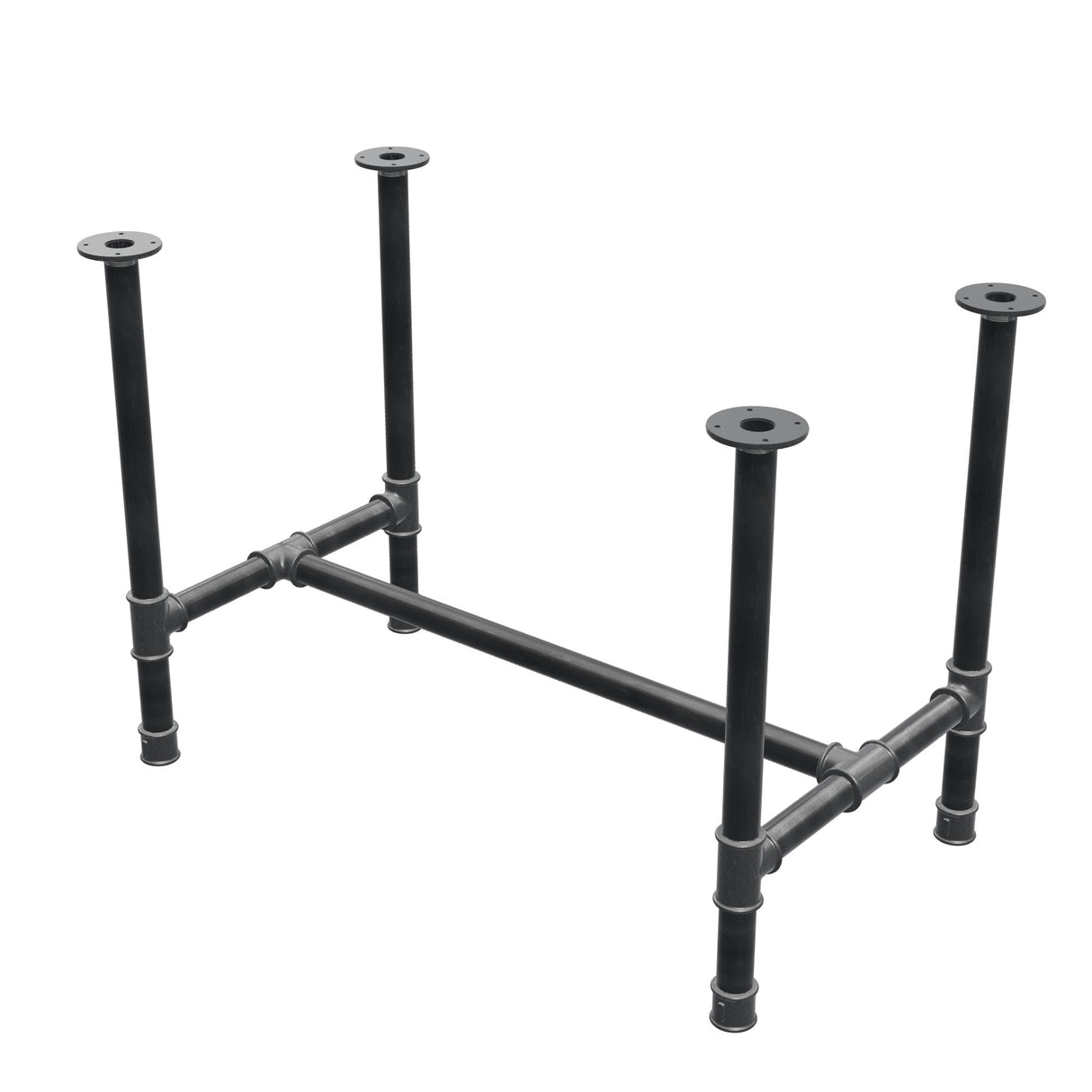 Base de mesa de jantar, estrutura em H, ferro fundido e aço Ø 42 mm, 106 × 61 cm, altura 74 cm