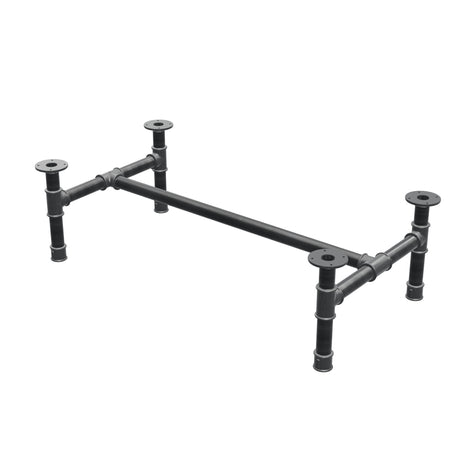 Base de mesa de centro, estrutura em H, ferro fundido e aço Ø 42 mm, 116 × 61 cm, altura 34 cm