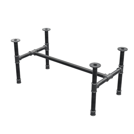 Base de mesa de centro, estrutura em H, ferro fundido e aço Ø 42 mm, 116 × 61 cm, altura 54 cm