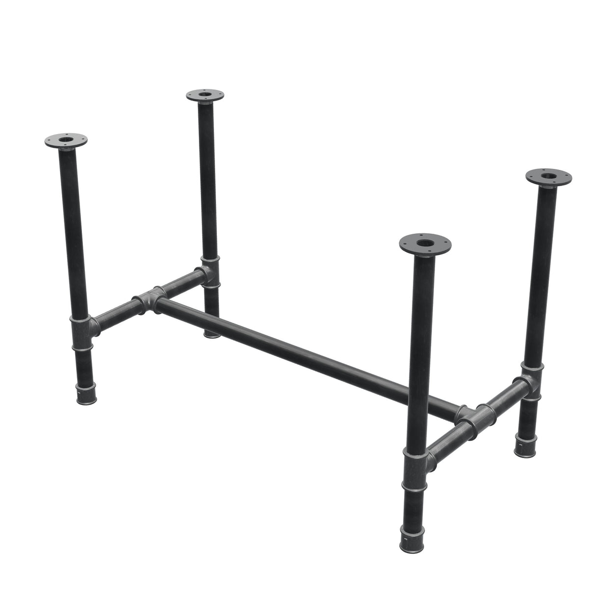 Base de mesa de jantar, estrutura em H, ferro fundido e aço Ø 42 mm, 116 × 61 cm, altura 74 cm