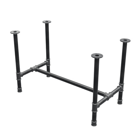 Base de mesa de jantar, estrutura em H, ferro fundido e aço Ø 42 mm, 116 × 61 cm, altura 74 cm