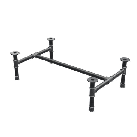 Base de mesa de centro, estrutura em H, ferro fundido e aço Ø 42 mm, 116 × 71 cm, altura 34 cm