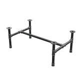 Base de mesa de centro, estrutura em H, ferro fundido e aço Ø 42 mm, 116 × 71 cm, altura 44 cm