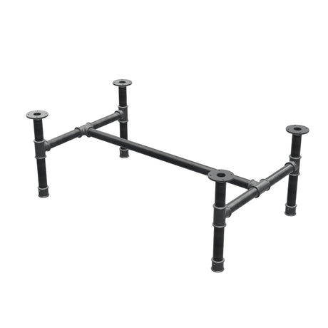 Base de mesa de centro, estrutura em H, ferro fundido e aço Ø 42 mm, 116 × 71 cm, altura 44 cm