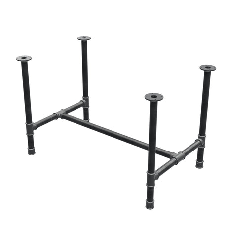 Base de mesa de jantar, estrutura em H, ferro fundido e aço Ø 42 mm, 116 × 71 cm, altura 74 cm