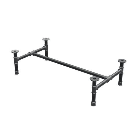 Base de mesa de centro, estrutura em H, ferro fundido e aço Ø 42 mm, 136 × 71 cm, altura 34 cm
