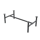 Base de mesa de centro, estrutura em H, ferro fundido e aço Ø 42 mm, 136 × 71 cm, altura 44 cm
