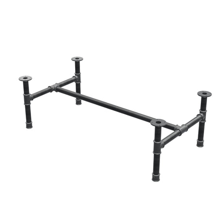 Base de mesa de centro, estrutura em H, ferro fundido e aço Ø 42 mm, 136 × 71 cm, altura 44 cm