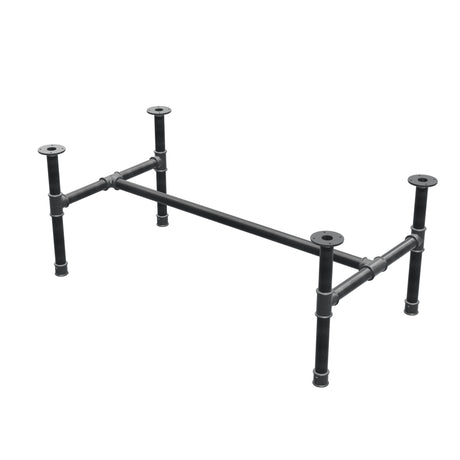Base de mesa de centro, estrutura em H, ferro fundido e aço Ø 42 mm, 136 × 71 cm, altura 54 cm