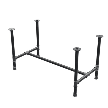 Base de mesa de jantar, estrutura em H, ferro fundido e aço Ø 42 mm, 136 × 71 cm, altura 74 cm