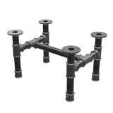 Base de mesa de centro, estrutura em H, ferro fundido e aço Ø 42 mm, 56 × 41 cm, altura 34 cm