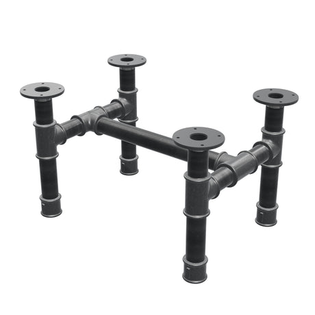 Base de mesa de centro, estrutura em H, ferro fundido e aço Ø 42 mm, 56 × 41 cm, altura 34 cm