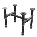 Base de mesa de centro, estrutura em H, ferro fundido e aço Ø 42 mm, 56 × 41 cm, altura 44 cm