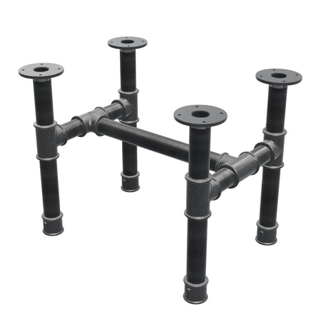Base de mesa de centro, estrutura em H, ferro fundido e aço Ø 42 mm, 56 × 41 cm, altura 44 cm