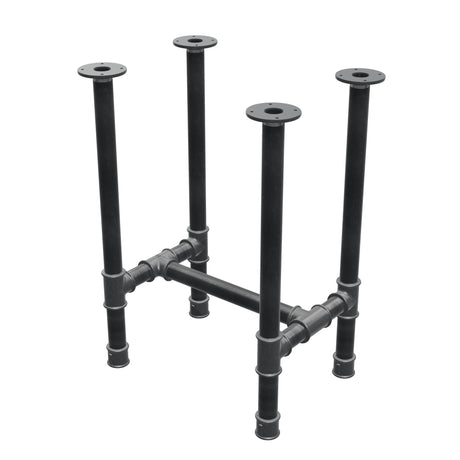 Base de mesa de jantar, estrutura em H, ferro fundido e aço Ø 42 mm, 56 × 41 cm, altura 74 cm