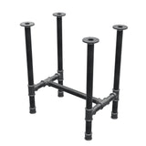 Base de mesa de jantar, estrutura em H, ferro fundido e aço Ø 42 mm, 66 × 45 cm, altura 74 cm