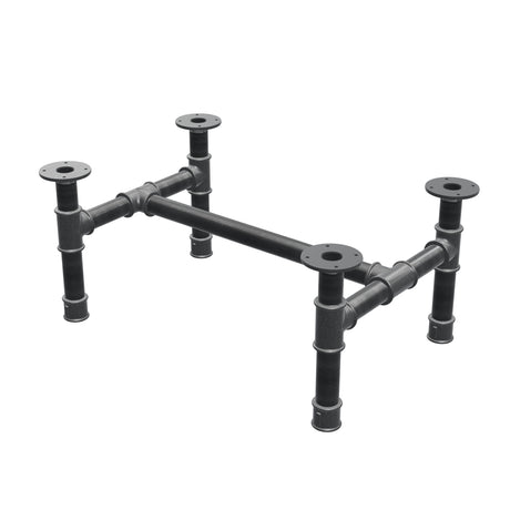 Base de mesa de centro, estrutura em H, ferro fundido e aço Ø 42 mm, 76 × 51 cm, altura 34 cm
