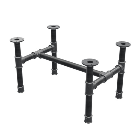 Base de mesa de centro, estrutura em H, ferro fundido e aço Ø 42 mm, 76 × 51 cm, altura 44 cm