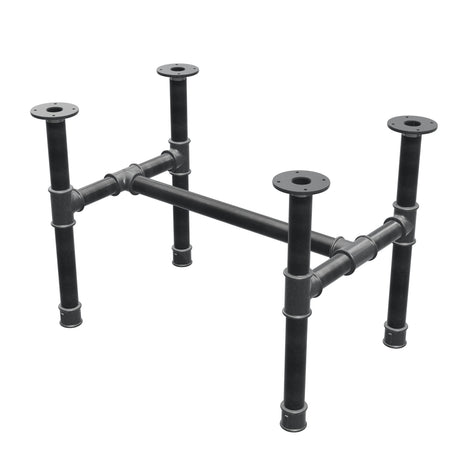 Base de mesa de centro, estrutura em H, ferro fundido e aço Ø 42 mm, 76 × 51 cm, altura 54 cm