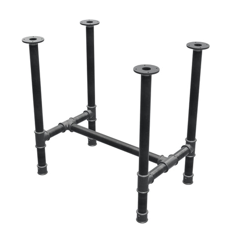 Base de mesa de jantar, estrutura em H, ferro fundido e aço Ø 42 mm, 76 × 51 cm, altura 74 cm