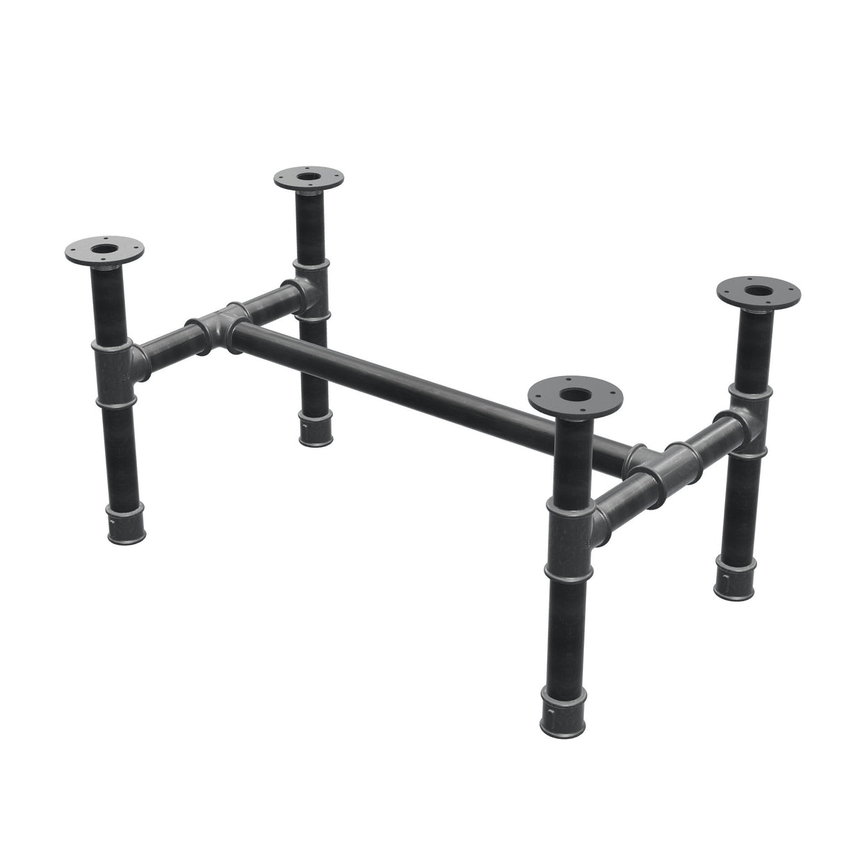 Base de mesa de centro, estrutura em H, ferro fundido e aço Ø 42 mm, 86 × 51 cm, altura 44 cm