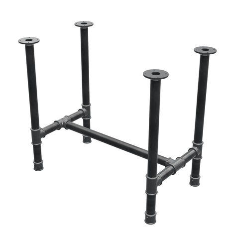 Base de mesa de jantar, estrutura em H, ferro fundido e aço Ø 42 mm, 86 × 51 cm, altura 74 cm