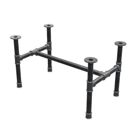 Base de mesa de centro, estrutura em H, ferro fundido e aço Ø 42 mm, 96 × 57 cm, altura 54 cm