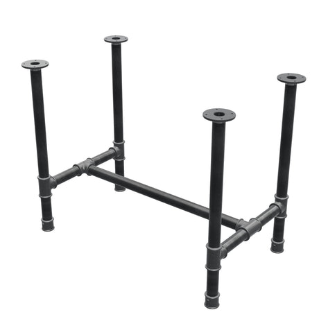 Base de mesa de jantar, estrutura em H, ferro fundido e aço Ø 42 mm, 96 × 57 cm, altura 74 cm