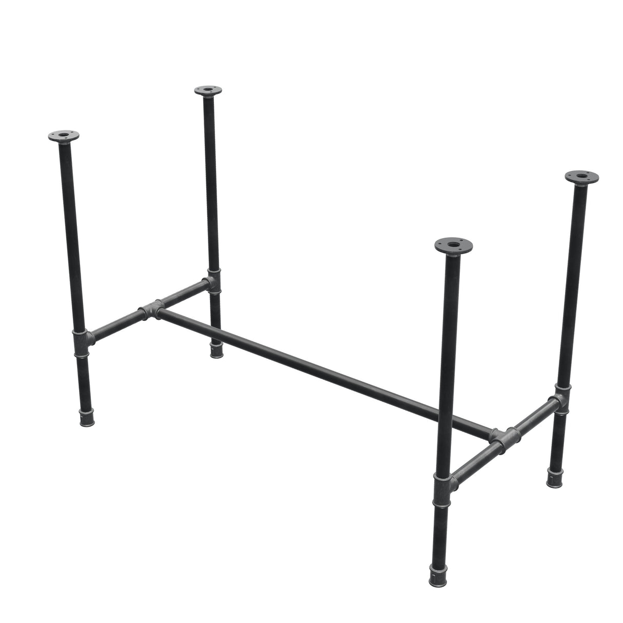Base de mesa de jantar, estrutura em H, ferro fundido e aço Ø 27 mm, 111 × 55 cm, altura 74 cm