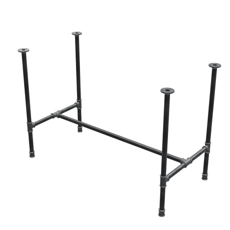 Base de mesa de jantar, estrutura em H, ferro fundido e aço Ø 27 mm, 111 × 55 cm, altura 74 cm