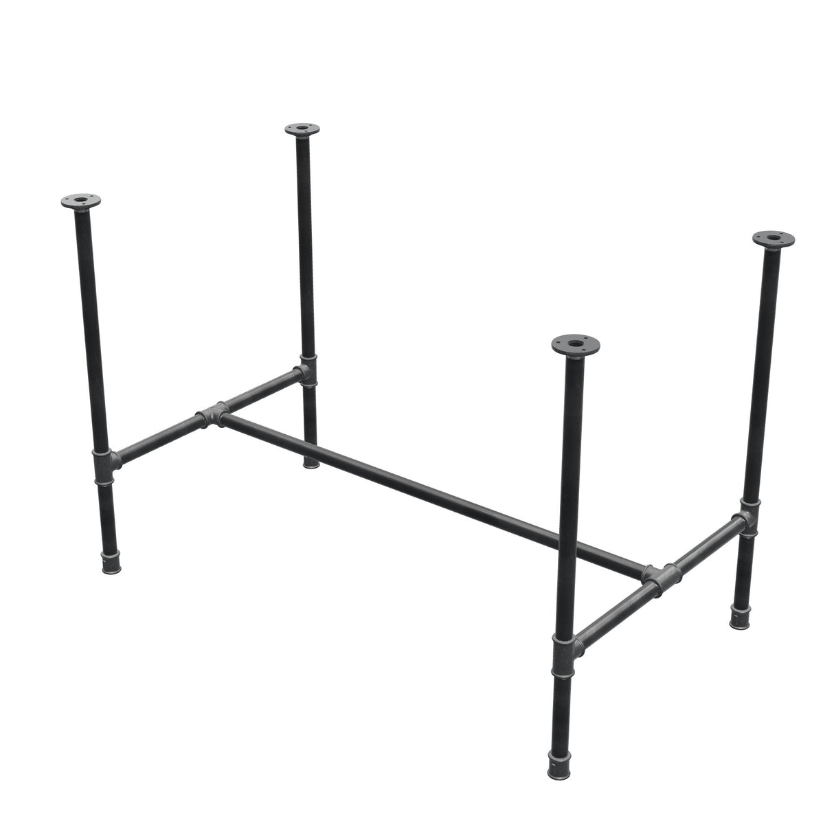 Base de mesa de jantar, estrutura em H, ferro fundido e aço Ø 27 mm, 111 × 65 cm, altura 74 cm