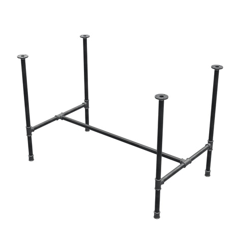 Base de mesa de jantar, estrutura em H, ferro fundido e aço Ø 27 mm, 111 × 65 cm, altura 74 cm