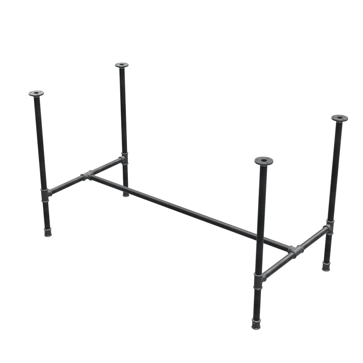 Base de mesa de jantar, estrutura em H, ferro fundido e aço Ø 27 mm, 131 × 65 cm, altura 74 cm