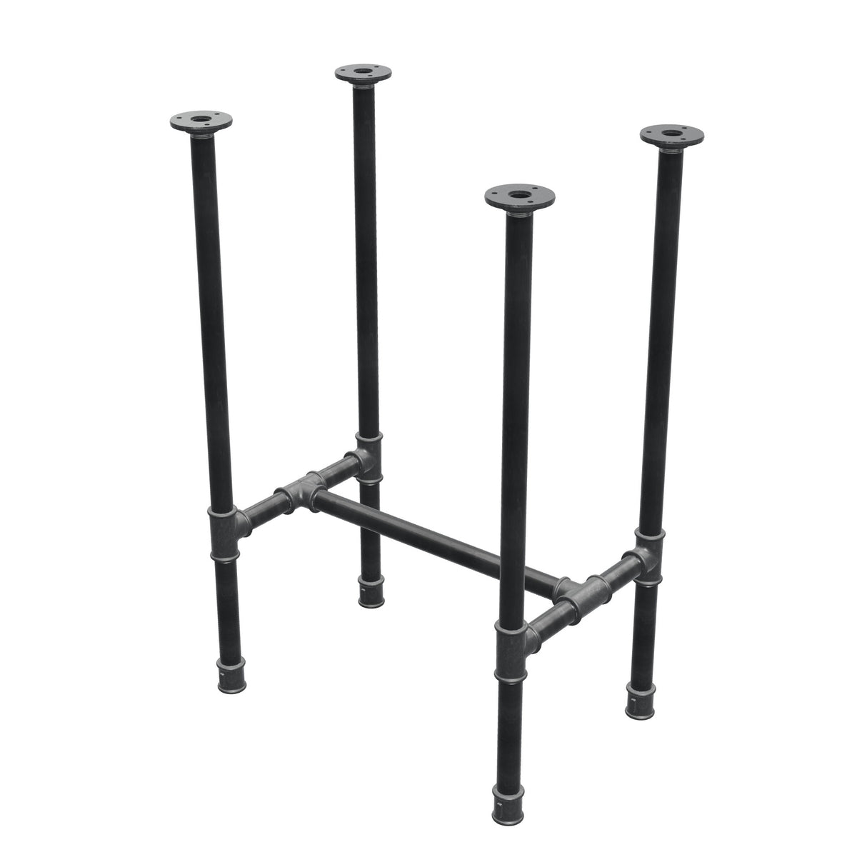 Base de mesa de jantar, estrutura em H, ferro fundido e aço Ø 27 mm, 51 × 35 cm, altura 74 cm