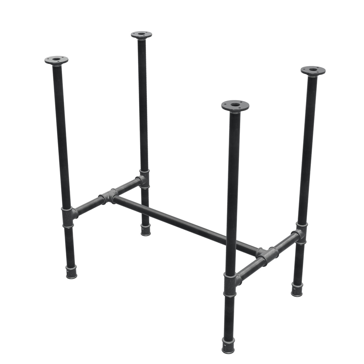 Base de mesa de jantar, estrutura em H, ferro fundido e aço Ø 27 mm, 71 × 45 cm, altura 74 cm