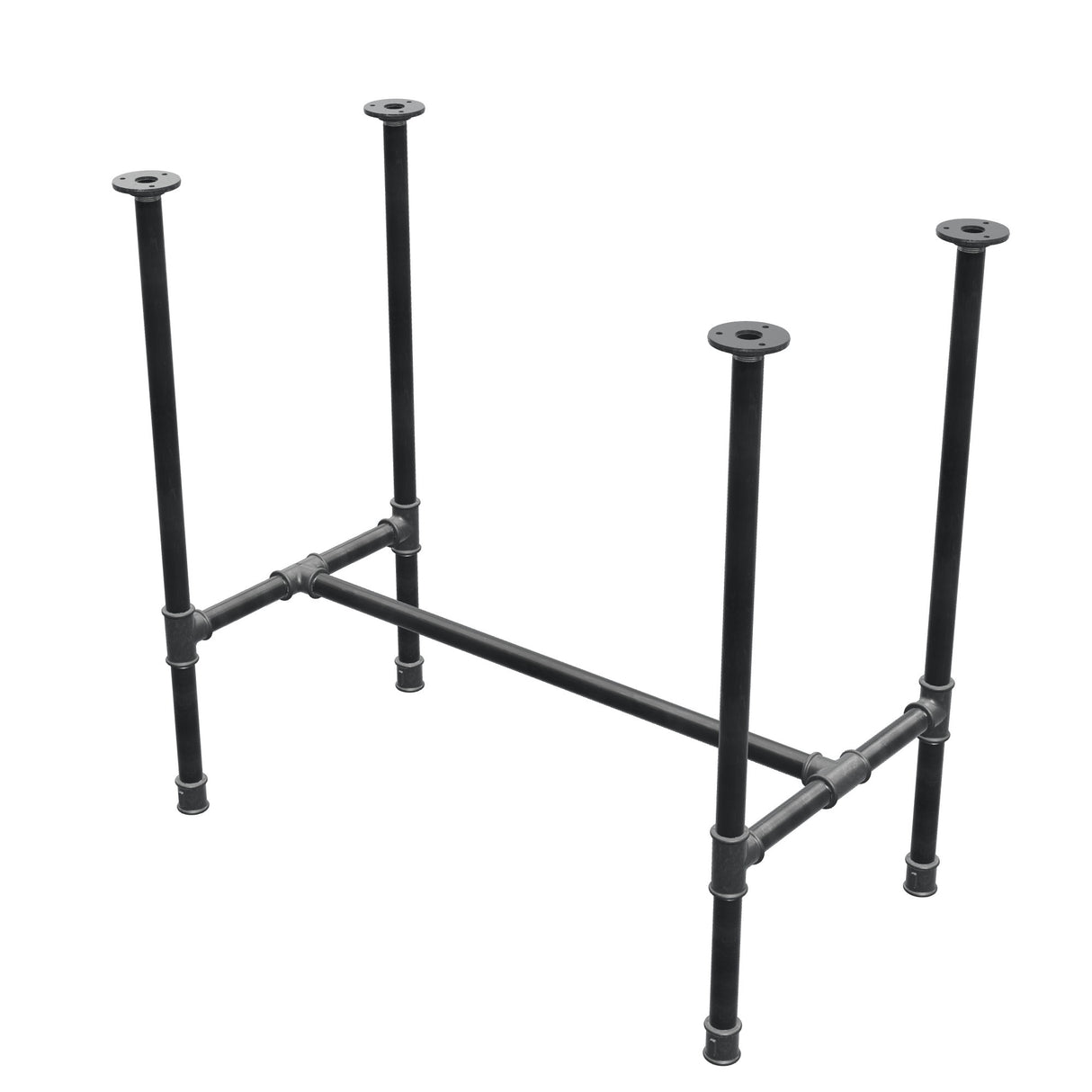 Base de mesa de jantar, estrutura em H, ferro fundido e aço Ø 27 mm, 81 × 45 cm, altura 74 cm